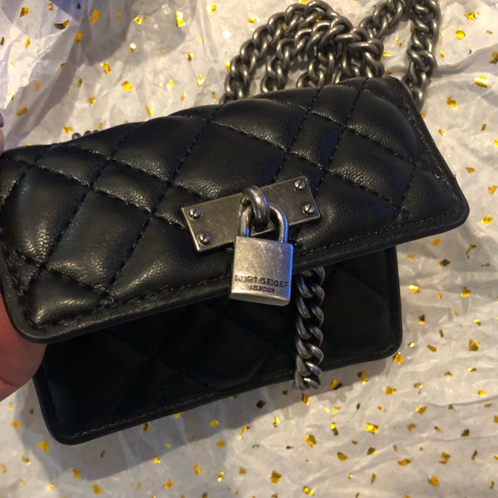 Kurt Geiger brand new black mini purse long Crowe chain